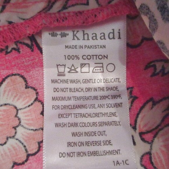 Khaadi Pret EMBROIDERED Kurta DRESS Size 16 MIX PRINT Long Sleeves COTTON Light - Picture 10 of 10